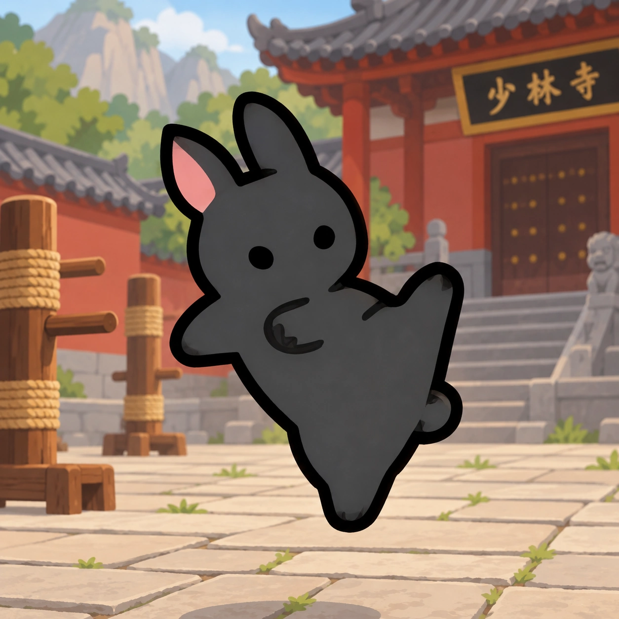 Kung Fu Bunny in temple courtyard